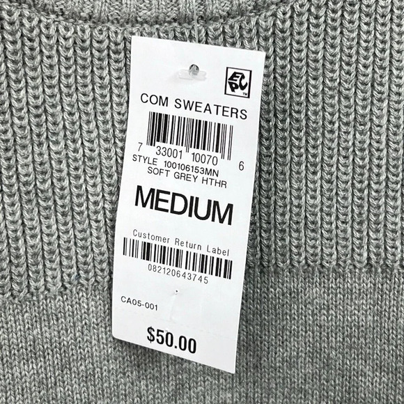 Club Room Mens Medium Textured Cotton Crew Neck Pullover Sweater Gray NWT - Picture 5 of 7